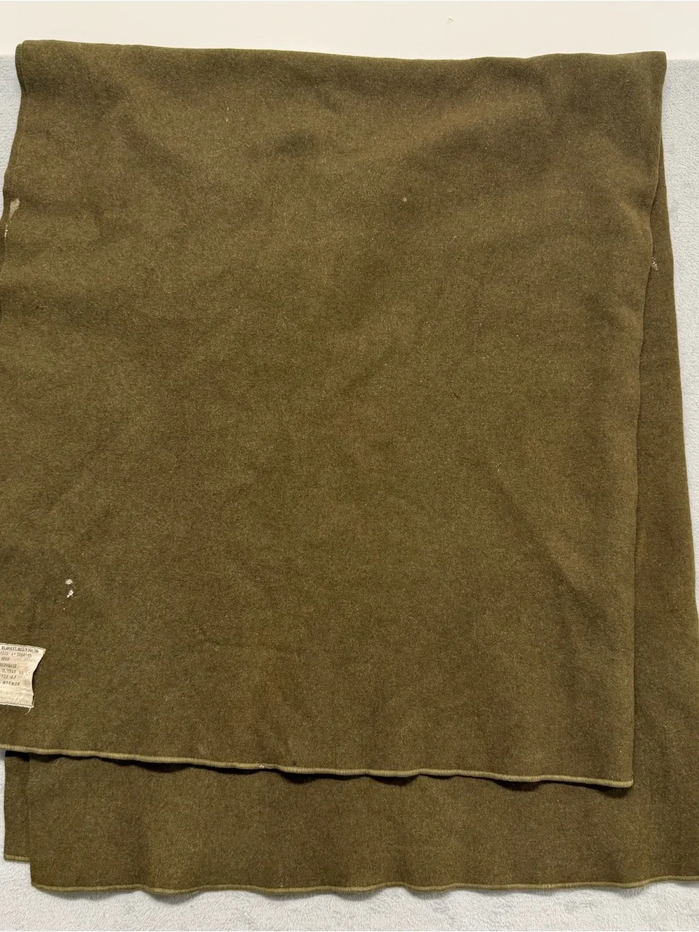 Vintage 1960s US Army Bed Wool OG Blanket USGI Green *Paint Marks 1967